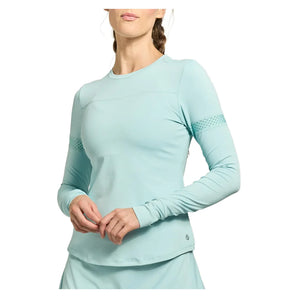 Women's Pacer Long Sleeve Tennis Top Smoky Blue, Lija, Smoky Blue, Tennis Express, 26A-1587F26-SMOKY-BLUE-1