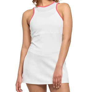 Women's City Tennis Dress White and Hibiscus,Apparel,Lija,White/Hibiscus,XS,Tennis Express,26S-3227T5-2