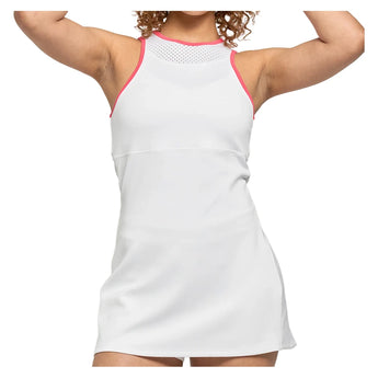 Women's City Tennis Dress White and Hibiscus,Apparel,Lija,,,Tennis Express,26S-3227T5