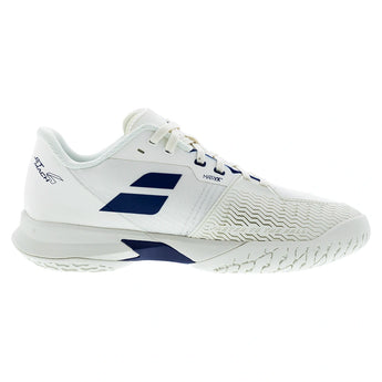 Men's Jet Mach 4 All Court Tennis Shoes Cream and Dark Blue,Footwear,Babolat,,,Tennis Express,30S26629B-111502copy