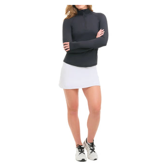 Women's Mock Zip Long Sleeve Tennis Top Black, BloqUV, Tennis Express, 3100-BLKF26-2