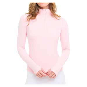 Women's Mock Zip Long Sleeve Tennis Top Tickle Me Pink, BloqUV, Tickle Me Pink, Tennis Express, 3100-TMPF26-TICKLE-ME-PINK-1
