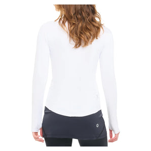 Women's Mock Zip Long Sleeve Tennis Top White, BloqUV, Tennis Express, 3100-WHTF26-1