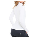 Women's Mock Zip Long Sleeve Tennis Top White, BloqUV, Tennis Express, 3100-WHTF26-2