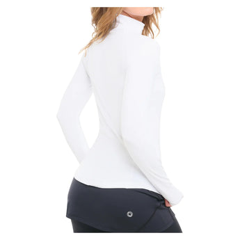 Women's Mock Zip Long Sleeve Tennis Top White, BloqUV, Tennis Express, 3100-WHTF26-2