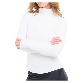 Women's Mock Zip Long Sleeve Tennis Top White, BloqUV, Tennis Express, 3100-WHTF26-4