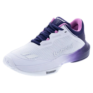 Women's SFX 4 All Court Tennis Shoes White and Dark Purple,Footwear,Babolat,5.5,White/Dark Purple,Tennis Express,31F26530A-1121F26copy