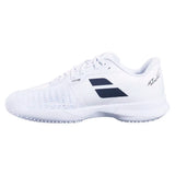 Women's Jet Mach 4 Grass WIM Tennis Shoes White and Black,Footwear,Babolat,,,Tennis Express,31S26810C-1001-2