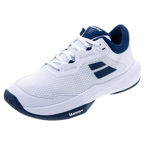 Men's SFX 4 Tennis Shoes White and Estate Blue-Footwear-Babolat-3A0S25A529-1005S25_44fae0bc-ac73-4d0d-b234-f20b27344c54-Tennis Express