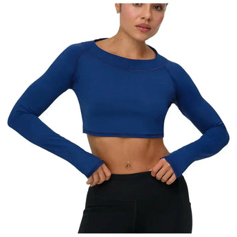 Women's Tennis Crop Top-Apparel-BloqUV-4001-B-N-Tennis Express