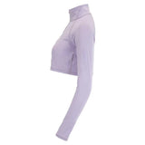 Women's Full Zip Tennis Crop Top-Apparel-BloqUV-4010-H21_Lavender-3-Tennis Express