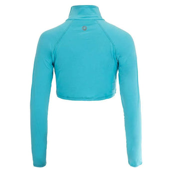 Women's Full Zip Tennis Crop Top-Apparel-BloqUV-4010-H21_trquise-2-Tennis Express