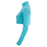 Women's Full Zip Tennis Crop Top-Apparel-BloqUV-4010-H21_trquise-3-Tennis Express