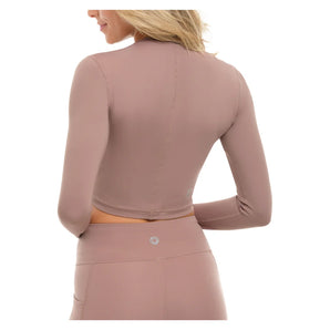 Women's Everyday Long Sleeve Crop Tennis Top Mocha, BloqUV, Tennis Express, 4015-MCHF26-5