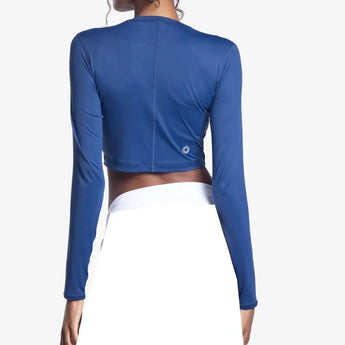 Women's Everyday Long Sleeve Crop Tennis Top-Apparel-BloqUV-4015-navy1-Tennis Express