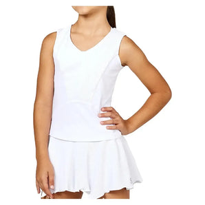 Girls' Tennis Tank White and Ripple Jersey-Apparel-Sofibella-4040EQU-WHT-1-Tennis Express