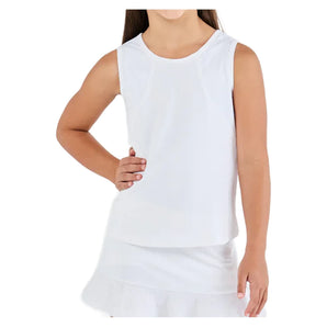 Girls' White Lotus Tennis Tank,Apparel,Sofibella,White,2XS,Tennis Express,4062WLO-WHT