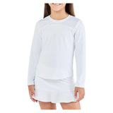 Girls' White Lotus Long Sleeve Tennis Top,Apparel,Sofibella,White,2XS,Tennis Express,4063WLO-WHT