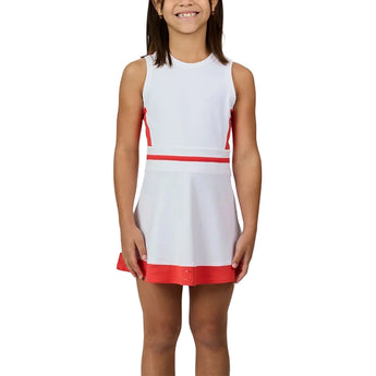 Girls' Tennis Dress White and Hibiscus,Apparel,Sofibella,White/Hibiscus,XS,Tennis Express,4065VIV-WHT