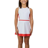 Girls' Tennis Dress White and Hibiscus,Apparel,Sofibella,White/Hibiscus,XS,Tennis Express,4065VIV-WHT