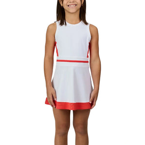Girls' Tennis Dress White and Hibiscus,Apparel,Sofibella,White/Hibiscus,XS,Tennis Express,4065VIV-WHT
