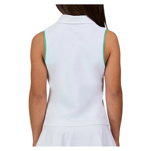 Girls' Sleeveless Tennis Polo White,Apparel,Sofibella,,,Tennis Express,4089ALW-WHT-1