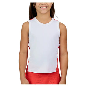 Girls' Racerback Tennis Tank White and Hibiscus,Apparel,Sofibella,White/Hibiscus,XS,Tennis Express,4092VIV-WHT-3