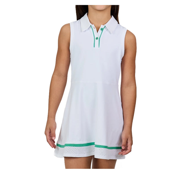 Girls' Tennis Dress White,Apparel,Sofibella,White,XS,Tennis Express,4098ALW