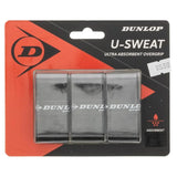 U Sweat 3 Pack Tennis Overgrip Black-Accessories-Dunlop-43602-DEFAULT-L-Tennis Express