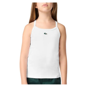 Girls' Core Logo Rib Tennis Tank,Apparel,Lacoste,W8L White,8A,Tennis Express,447285-F26-w-3