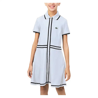 Girls' Tennis Dress,Apparel,Lacoste,W8L White,8A,Tennis Express,447756-F26-W8L-3