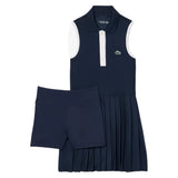 Girls' Sport Pique Tennis Dress, Lacoste, UGW Navy, Tennis Express, 447898-F26-UGW-NAVY-1