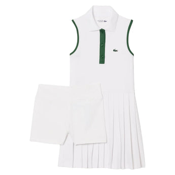 Girls' Sport Pique Tennis Dress, Lacoste, W8L White, Tennis Express, 447898-F26-W8L-WHITE-2