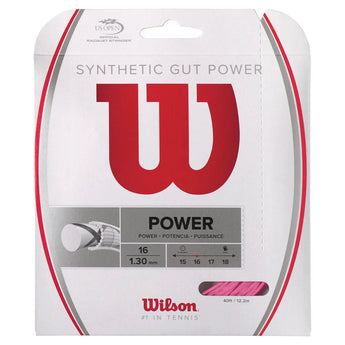 Synthetic Gut Power Tennis String-Strings-Wilson-45239-PINK-L-Tennis Express