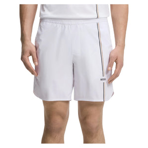 Men's TOC Game 8 Inch Tennis Shorts White,Apparel,Hugo Boss,White,S,Tennis Express,50561530-100F26