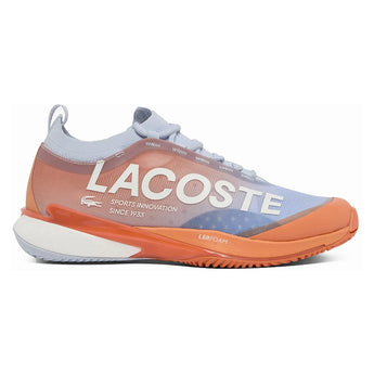 Women's CLAY Court AG-LT25 Lite Tennis Shoes Light Blue and Orange,Footwear,Lacoste,,,Tennis Express,51SFA0011-AM-1