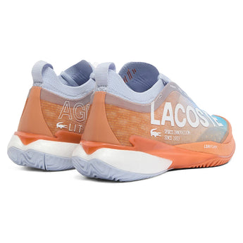Women's CLAY Court AG-LT25 Lite Tennis Shoes Light Blue and Orange,Footwear,Lacoste,,,Tennis Express,51SFA0011_AMJ_4