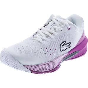 Women's AG-LT EVO Tennis Shoes White and Purple, Lacoste, White/Purple, Tennis Express, 52SFA0052-Z54F26-WHITE-PURPLE-2