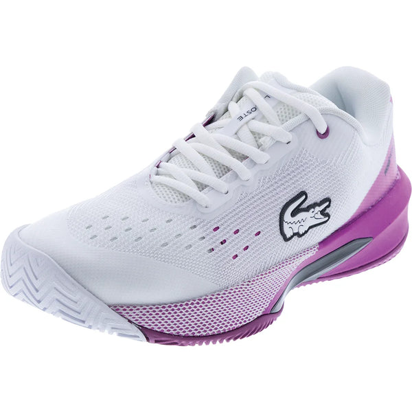 Women's AG-LT EVO Tennis Shoes White and Purple, Lacoste, White/Purple, Tennis Express, 52SFA0052-Z54F26-WHITE-PURPLE-2