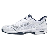 Men's Wave Exceed Tour 5 AC Tennis Shoes White and Dress Blue,Footwear,Mizuno,10,,Tennis Express,550035-005QBF23-1