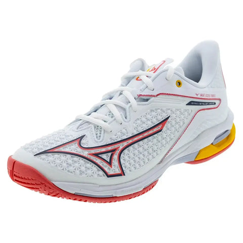 ぷぅ Women's Wave Exceed Tour 6 AC Tennis Shoes White and Calypso Coral