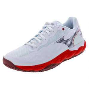 Men's Wave Enforce Court AC Tennis Shoes White and Fiery Red,Footwear,Mizuno,White/Fiery Red,7,Tennis Express,550075-001Rcopy