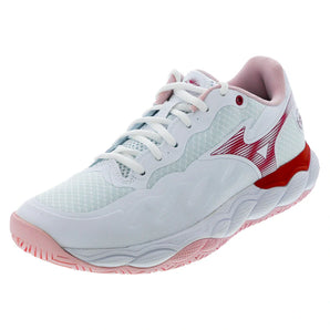 Women's Wave Enforce Court AC Tennis Shoes White and Pinkesque,Footwear,Mizuno,White/Pinkesque,6,Tennis Express,550076-0016copy