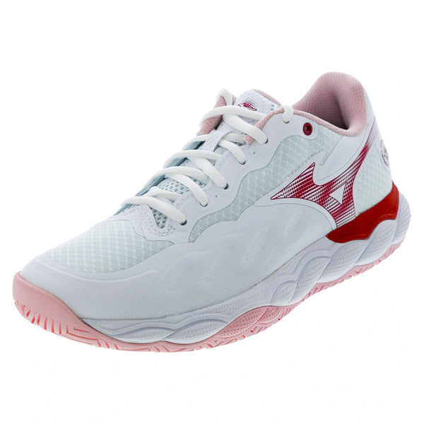 Women's Wave Enforce Court AC Tennis Shoes White and Pinkesque-Footwear-Mizuno-550076-0016copy-Tennis Express