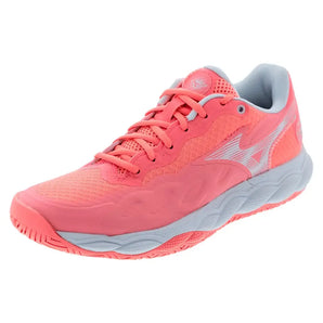 Women's Wave Enforce Court AC Tennis Shoes Striking Coral and White,Footwear,Mizuno,6,,Tennis Express,550076-1900F25copy