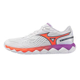 Women's Wave Enforce Tour 2 AC Tennis Shoes White and Lava Orange,Footwear,Mizuno,White/Lava Orange,6,Tennis Express,550095-0025