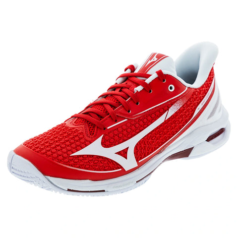 Men's Wave Exceed Tour 7 AC Tennis Shoes Fiery Red and White