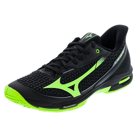 Men's Wave Exceed Tour 7 AC Tennis Shoes Black and Glowing Apple