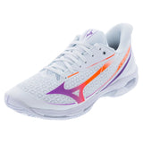Women's Wave Exceed Tour 7 AC Tennis Shoes White and Dahlia,Footwear,Mizuno,White/Dahlia,6,Tennis Express,550119-006Lcopy