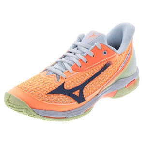 Women's Wave Exceed Tour 7 AC Tennis Shoes Flamingo Coral and Wild Wind,Footwear,Mizuno,Flamingo Coral/Wild Wind,6,Tennis Express,550119-1B6Scopy